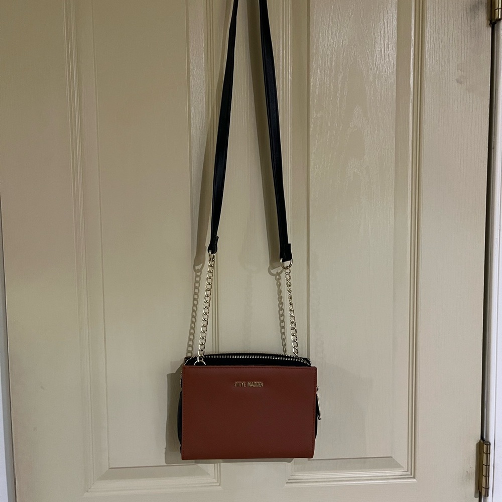Steve Madden Brown Crossbody Bag with Chain Detail
